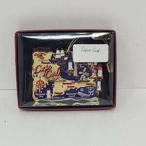 Cape Code Solid Brass Ornament 3D Map Nation's Treasures In Box 3"